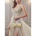 Evening Bag - Pleated Clutch w/ Metal Mesh Accent Bow Flap - Gold - BG-92055G